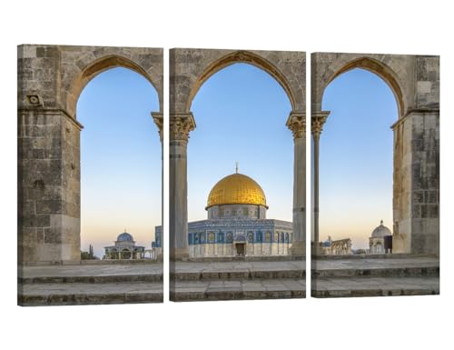 Al-Aqsa Mosque Wall Art Canvas Set - 3 Panels, 40x60 Inch, Ready to Hang