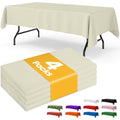 Ivory Disposable Plastic Table Cloth 54 x 108 Inches - 4 Pack for 6ft Tables