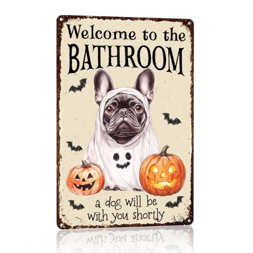 Halloween Wall Art - French Bulldog Pumpkin Sign with Variation 1