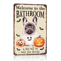 Halloween Wall Art - French Bulldog Pumpkin Sign with Variation 1