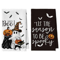 18x26 Inch Microfiber Kitchen Towels Set of 2 - Ghost Pumpkins Black Halloween Drying Cloths