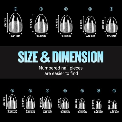 Extra Short Almond Nail Tips 192Pcs - Full-Coverage Fake Nails for DIY Manicure