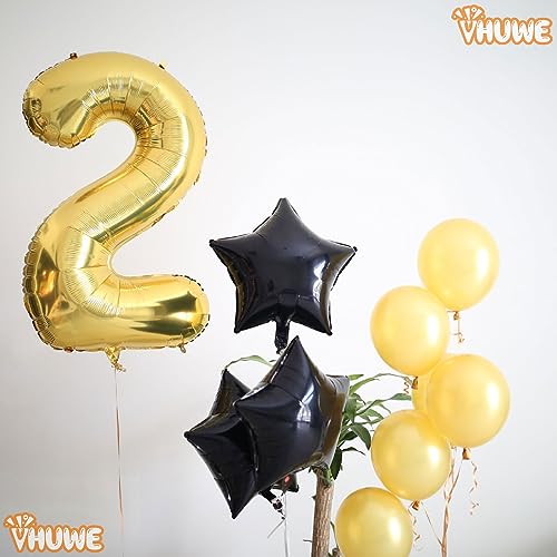 Black Star Balloons - 18 Inch Mylar Foil Helium Balloons for Birthday & Party Decorations - 10 Pcs - Black Star Shape