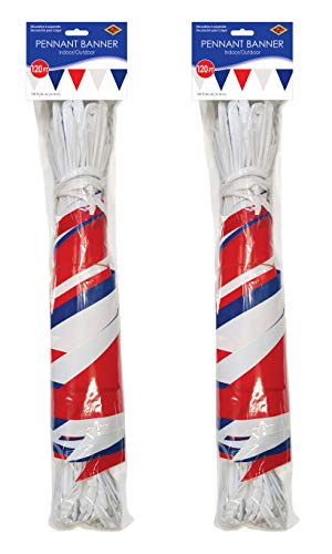 Indoor Outdoor Patriotic Pennant Banner 120ft USA Flag Decorations