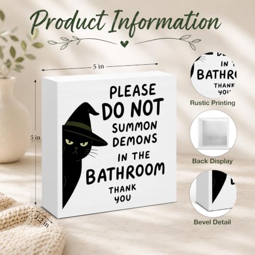Funny Cat Bathroom Decor - Gothic Indoor Wall Art Sign