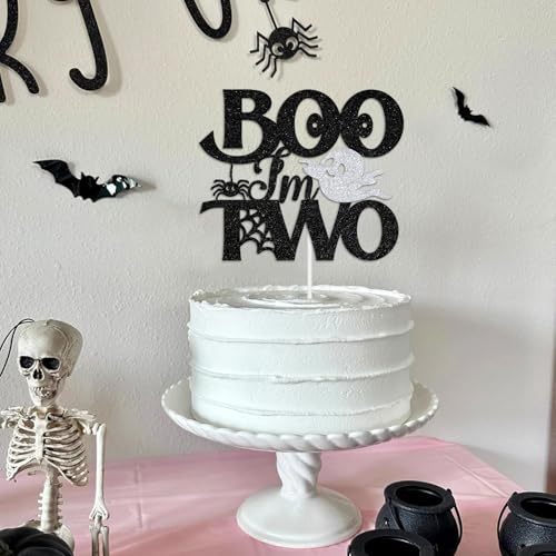 Halloween Baby's 2nd Birthday Cake Topper Boo I'm Two Spooky Ghost Bat Decor