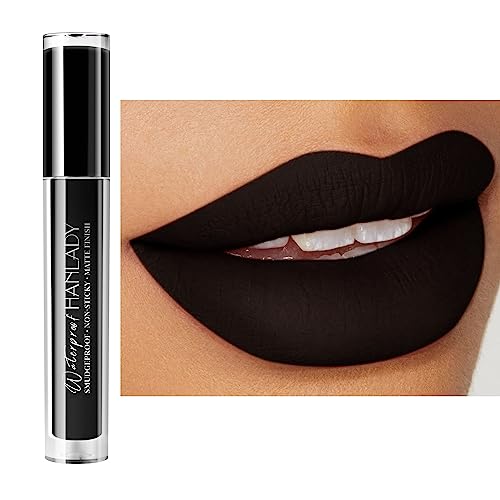 Black Matte Liquid Lipstick - Long Lasting, Smudgeproof, Vegan, 1 Ounce - 911 Black Rose