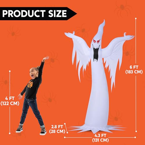 6 FT Tall Halloween Inflatable Ghost Yard Decor with Fire Flame Light