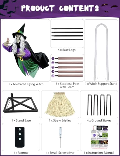 Outdoor Flying Witch Halloween Animatronics - 11.5 Ft Spooky Decor with Sound & Motion - Variation: Witch