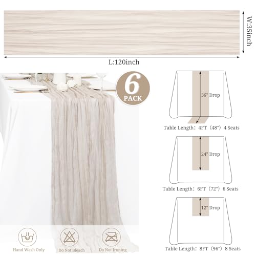 Rose Brown Cheesecloth Table Runner - 6 Pack, 35x120 Inches, Wedding Decor