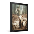 Christian Wall Art Jesus Chasing Lamb Canvas Framed Decor 16x12 Navy