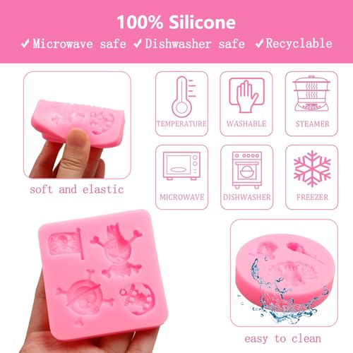 Pirate Skull Silicone Mold for Cake Decorating and Crafts - Set of 4
