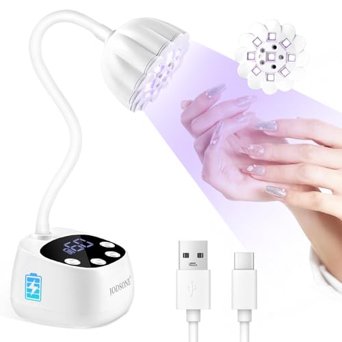 Portable White UV LED Nail Lamp with Gooseneck, Auto Sensor & 4 Timers