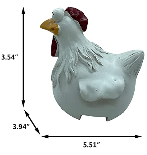Ivory Resin Chicken Fence Decor Statues Set of 3 Outdoor Garden Sculptures