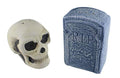 Halloween Skull and Tombstone Salt and Pepper Shaker Set - Creepy Kitchen Decor