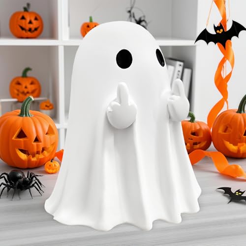 Off White Big Ghost Figurine Halloween Decor - 4.5 Inch Cute Ghost Statue, Funny Ghost Ornament for Home & Gift