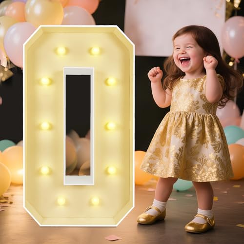 3FT Light Up Number 0 - Large DIY Foamboard Sign for Party Decorations