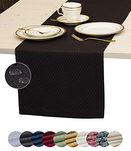 Black Diamond Table Runner 14x108 Inches Waterproof Elegant Dining Decor