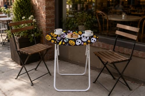 Halloween Pattern 6-Inch Round Fitted Tablecloth with Elastic - Skulls Design, Washable Spandex