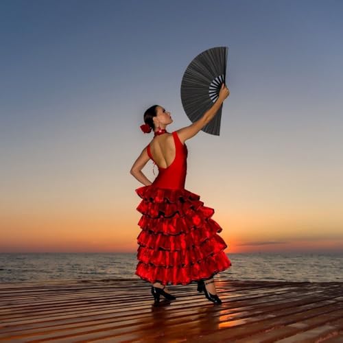 Black Folding Hand Fan for Line Dance and Festivals - Boots on The Ground Style (Variation: Black / 1)