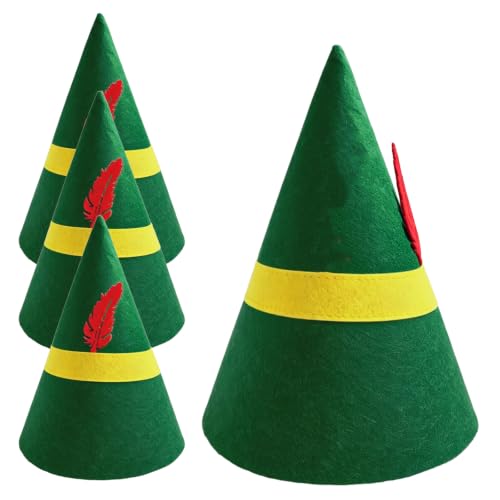 Green Christmas Elf Hat Bulk for Adults Kids - Reusable Felt Costume Accessory
