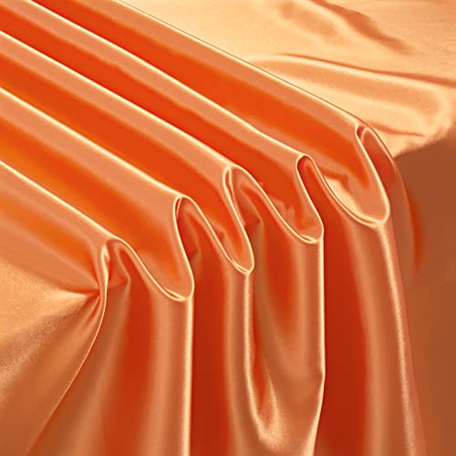 Orange Satin Tablecloth 108x54 Inch Pack of 4 - Wrinkle-Resistant Rectangular Cover for Weddings & Events
