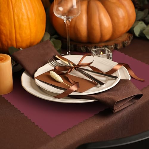 Disposable Fall Paper Placemats - Orange, 10 x 14 Inches, 120 Pack
