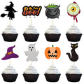 Halloween Cupcake Toppers 40Pcs Spooky Ghost Witch Pumpkin Cat Decorations