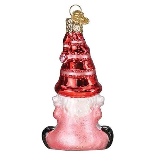 Valentine Gnome Glass Ornament - Handcrafted Holiday Decoration for Christmas Tree