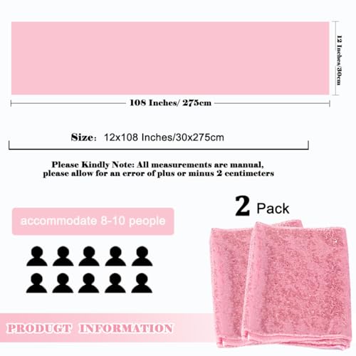 Sequin Table Runner 12x108 Inches Pink Glitter Overlay for Wedding Party - Pack of 2