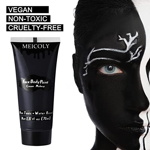 Black Face Body Paint - 2.37Oz Water-Based Clown Skull Zombie Halloween Makeup
