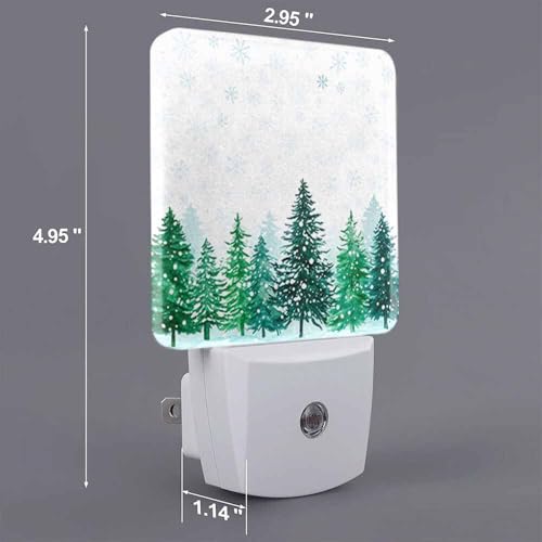 Winter Snow Scene Night Light - Falling Snowflakes and Pine Forest, 1 Pack