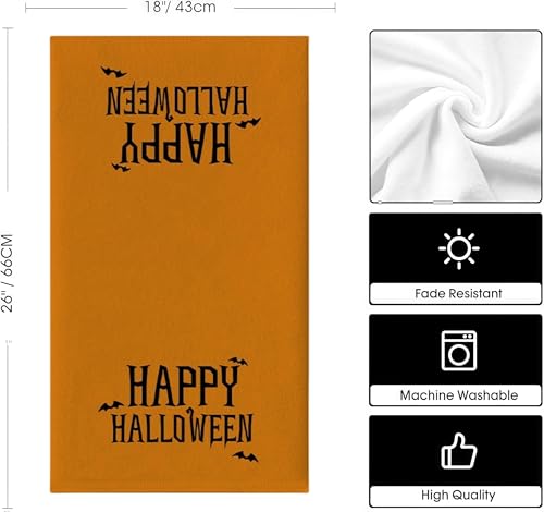 Halloween Pumpkin Kitchen Towels - Orange Fall Decor, 2 Pack - Pumpkin Halloween Variation