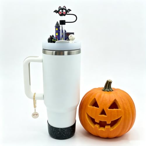 Halloween 40oz Stanley Cup Lid Topper Decoration Set with Straw Covers & Base - Replaces 2