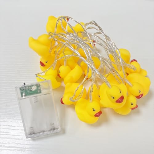 Cute Duck String Lights - 9.8ft Battery Operated Fairy Lights with 20 Warm White Ducks for Indoor Decor