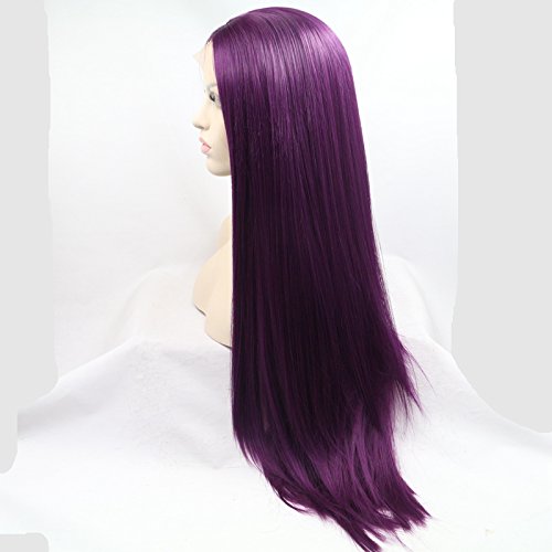 xiweiya Purple Lace Front Wig Long Silky Straight Piano Purple Synthetic Lace Front Wig Natural Hairline Heat Resistant Fiber Wig for Women 24inch Wig 150% Density Hair Wigs