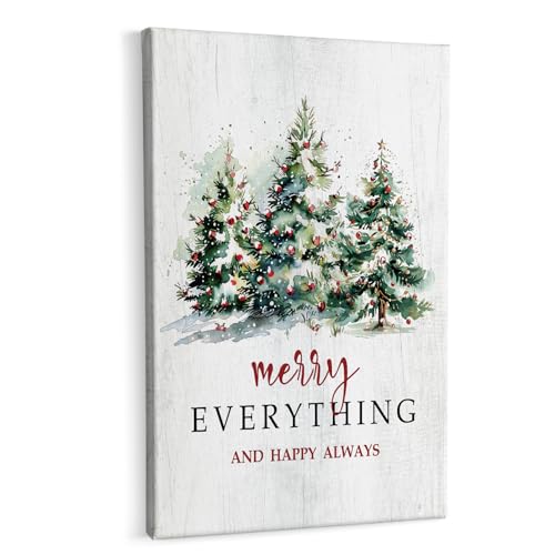 Christmas Tree Wall Art Decor Canvas Framed 16x24 - Merry Everything