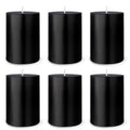 Black Pillar Candles Set - Unscented Dripless Cylinders for Halloween, Home Decor & Emergency Use - 6 Pack
