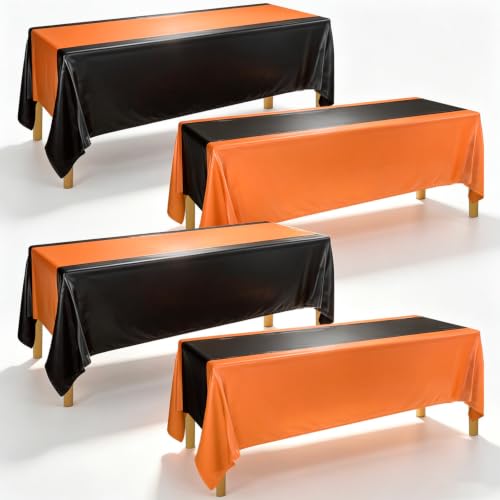 Halloween Tablecloths Black and Orange Disposable 4 Pack - Variation: Orange Black