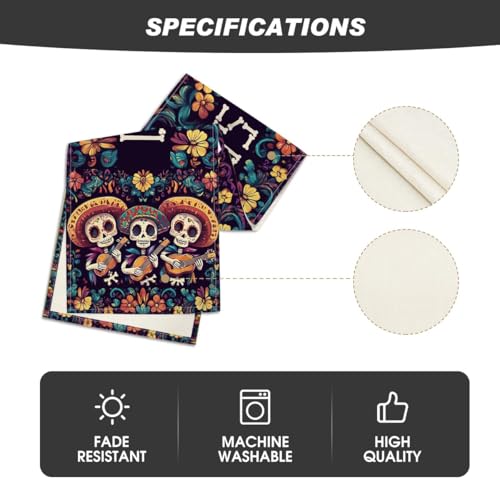 Guitar Sugar Skull Dia De Los Muertos Table Runner - Day of The Dead Fiesta Home Decor