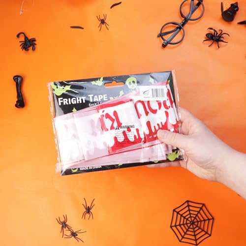 Halloween Caution Tape Keep Out Dripping Blood - 30 Ft Spooky Barrier Decor