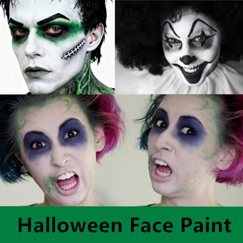 Clown White Black Green Face Makeup Sticks - Waterproof SFX & Halloween Set - Variation: White+Black+Green