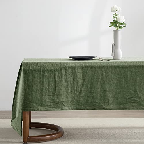 Everly 100% Linen Rectangle Tablecloth 60x120 Inches Green for Dining & Events