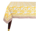 Saffron Yellow Hand Block Print Cotton Tablecloth 118x70 Rectangular - Farmhouse & Rustic Home Decor