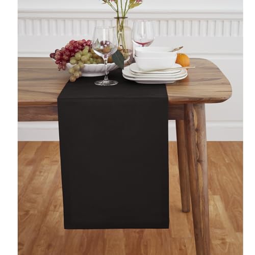 Black Cotton Linen Table Runner 14x108 Inch - Dru Craftsmanship