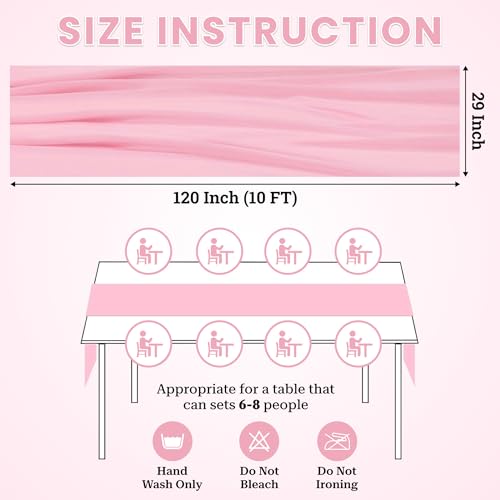 10ft Chiffon Table Runner Set - Dusty Rose 10 Pieces with Ribbons for Weddings