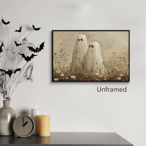 Unframed Ghosts in Wildflower Meadow Canvas Wall Art - Fall Landscape Poster 12x16in