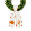 Halloween Pumpkin Wreath Sash - Fall Front Door Decor with Bow - Variation C