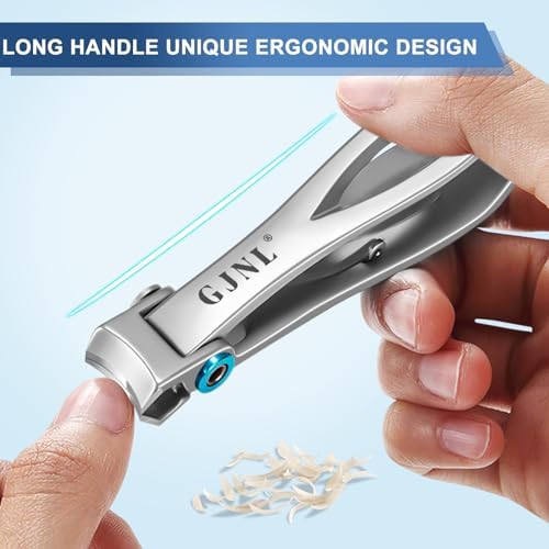 Toenail Clippers for Thick Nails for Seniors, 3-Pack Ergonomic Heavy Duty Angled Head German Nail Clippers for Men with Catcher, Premium Steel Wide Opening Fingernail Clippers for Men & Women