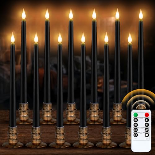 12 Pcs Halloween Flameless Candles with Holders & Timer - Spooky Atmosphere